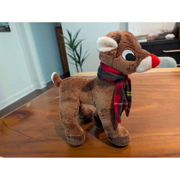 Dan Dee Rudolph Plush Collectible Reindeer With Red Nose & Plaid Scarf 11" - Picture 5 of 10